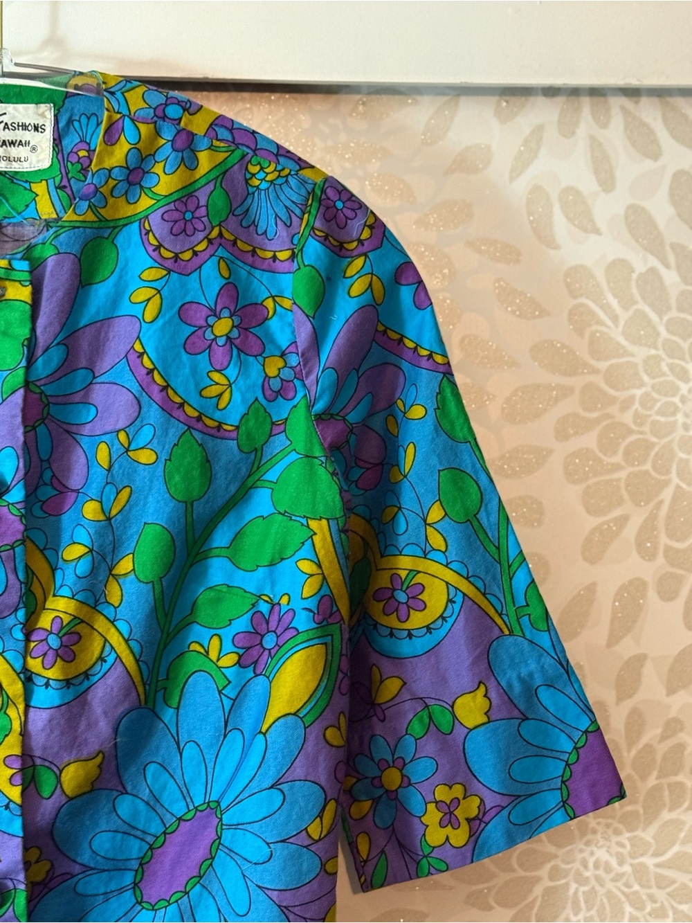 Vtg 70s Sun Fashions Of Hawaii Women’s S Flower Power Groovy Top Hippie Blouse - Picture 4 of 9
